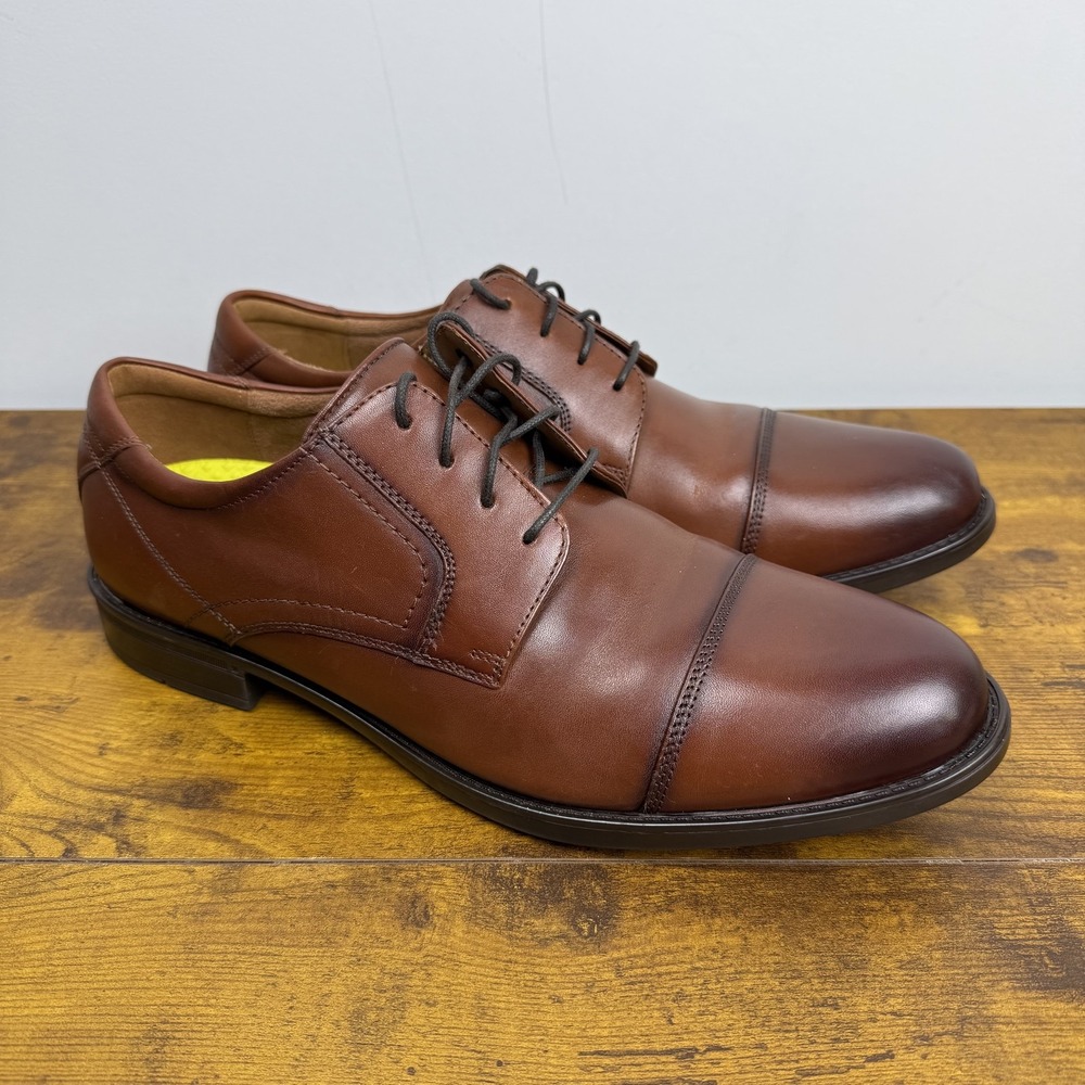 Florsheim Shoes Mens 11D Brown Leather Cap Toe Derby Dress Comfortech 12138-221